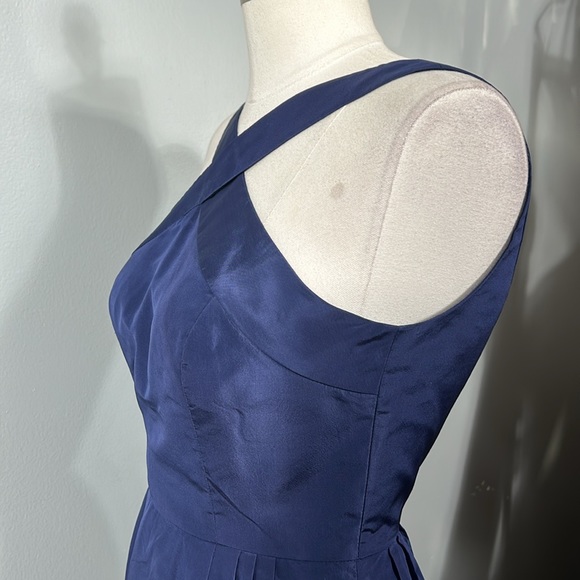 J. Crew Navy Silk Taffeta Shimmery Halter Mini Dress size 0 - Picture 7 of 13